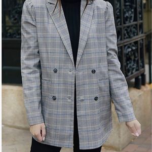 NWT The Drop Women's Plaid Double-Breasted Blazer  Sz S